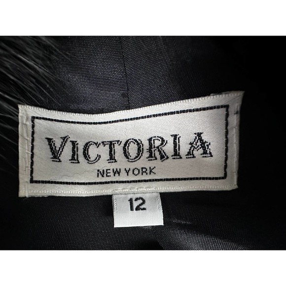 VTG VICTORIA NEW YORK Black Wool & Fur Coat Sz. 12 - Picture 7 of 8